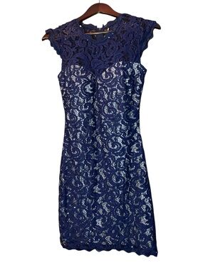 Sequin Hearts Navy Lace Sequin Bodycon Mini Dress Size 5